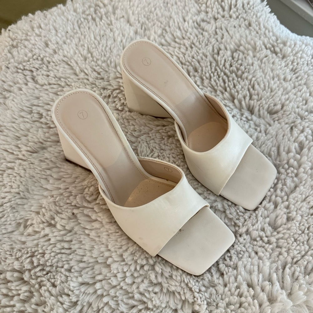 Elegant White Women's Mules heels